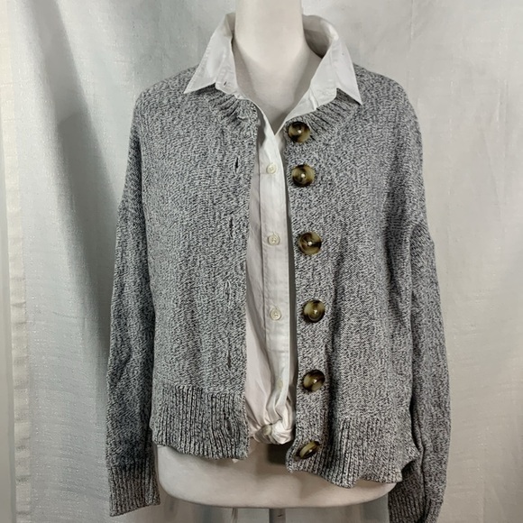 Madewell Sweaters - Madewell Black & White Speckled Clemence Cropped Cardigan- NWT